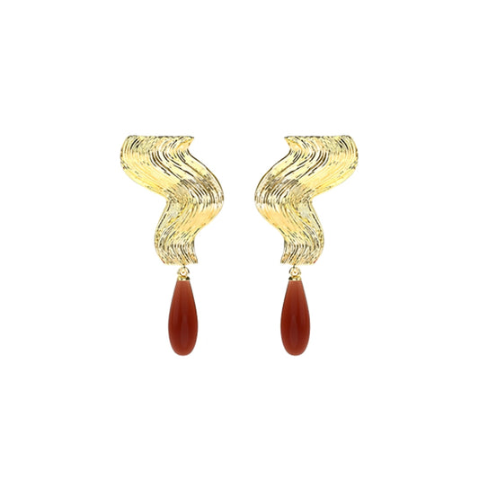 OINICIO Moonquake Red Agate Teardrop Earrings