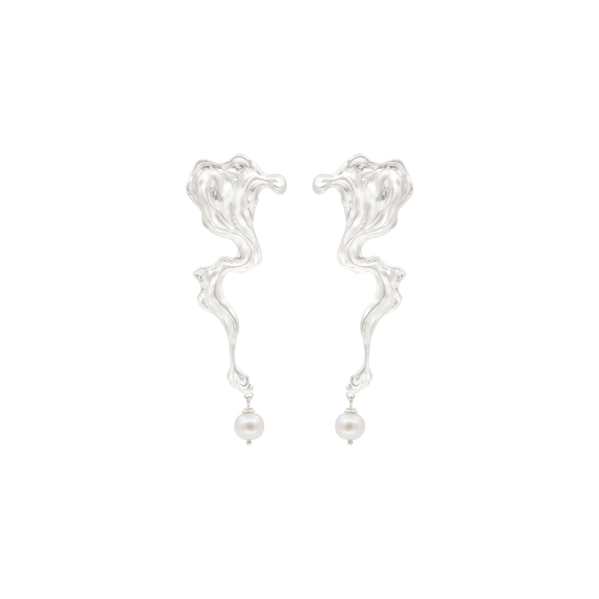 OINICIO Moonquake Irregular Wave Pattern Pearl Pendant Earrings