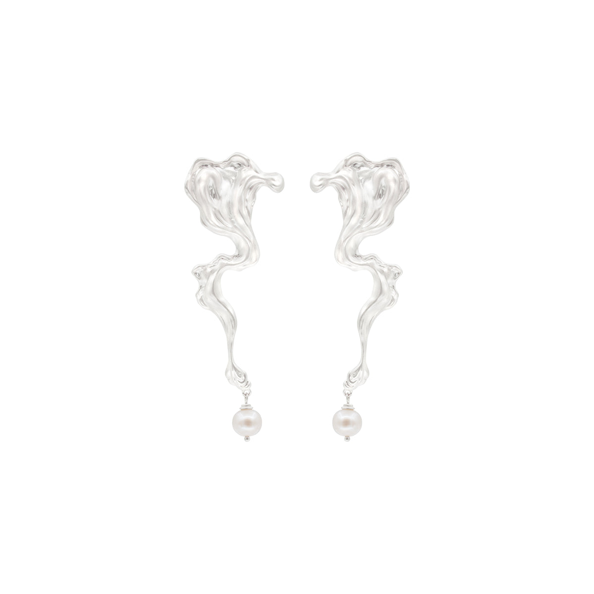 OINICIO Moonquake Irregular Wave Pattern Pearl Pendant Earrings