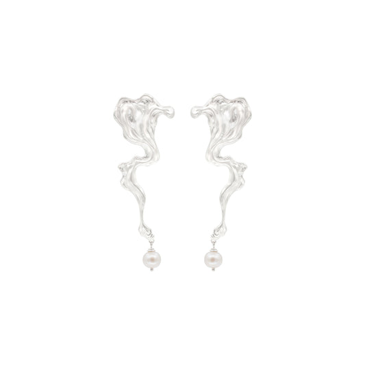 OINICIO Moonquake Irregular Wave Pattern Pearl Pendant Earrings