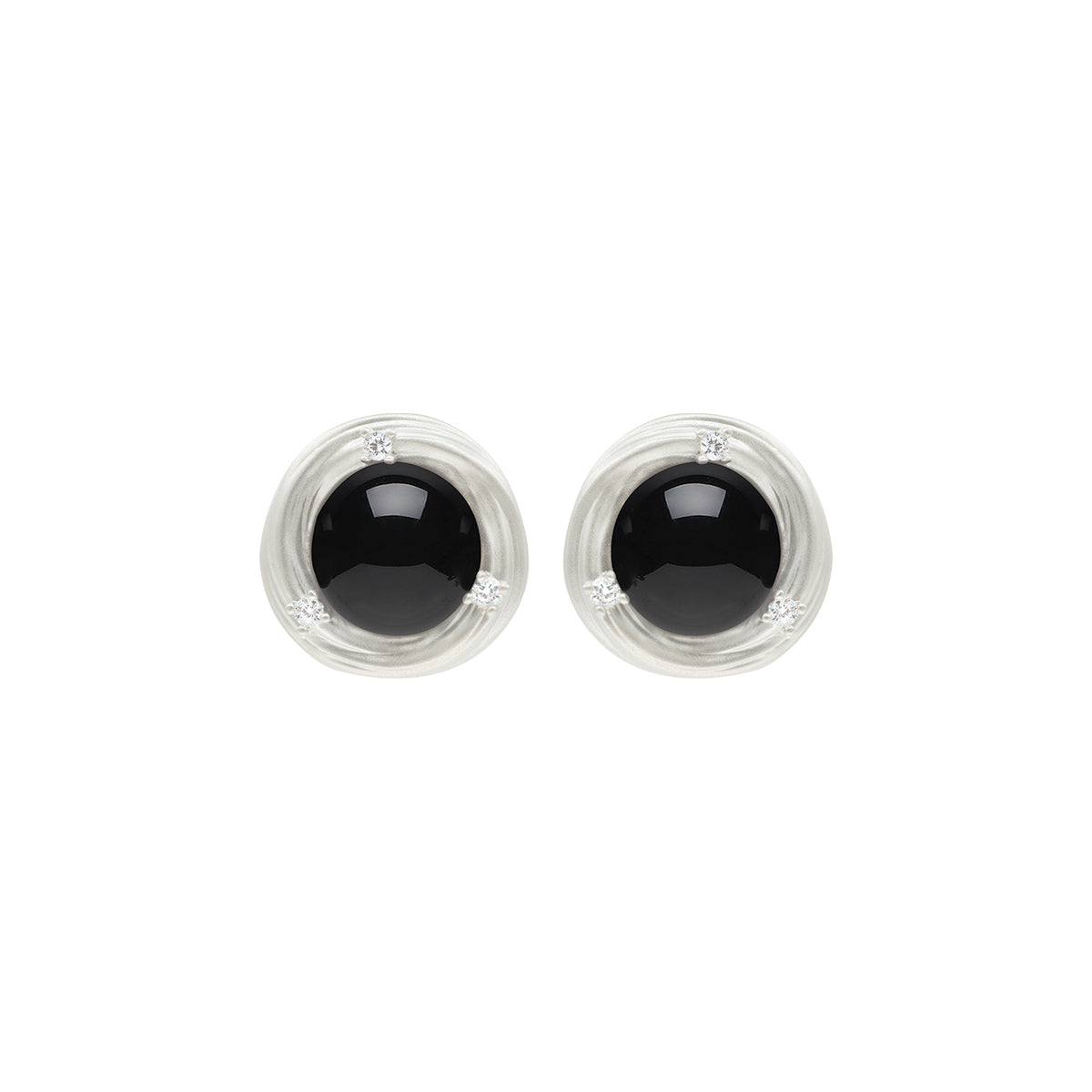 OINICIO Moonquake Round Black Agate Stud Earrings