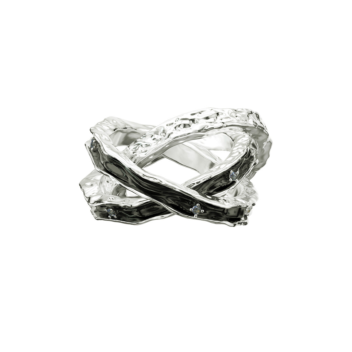 OINICIO Sediment Black Epoxy Resin Inlaid Zircon Triple Ring