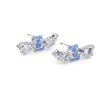 OINICIO Mumbling Blue Epoxy Inlaid Purple Zircon Stud Earrings