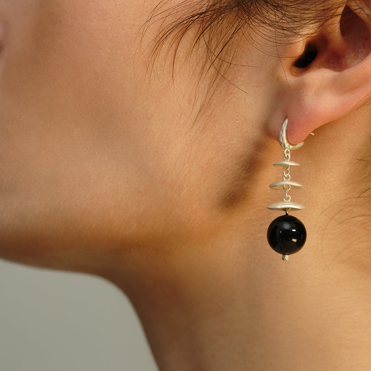 OINICIO Moonquake Black Agate Bell Earrings