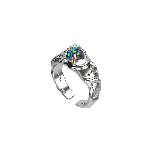 OINICIO Sediment Simple Green Opal Ring