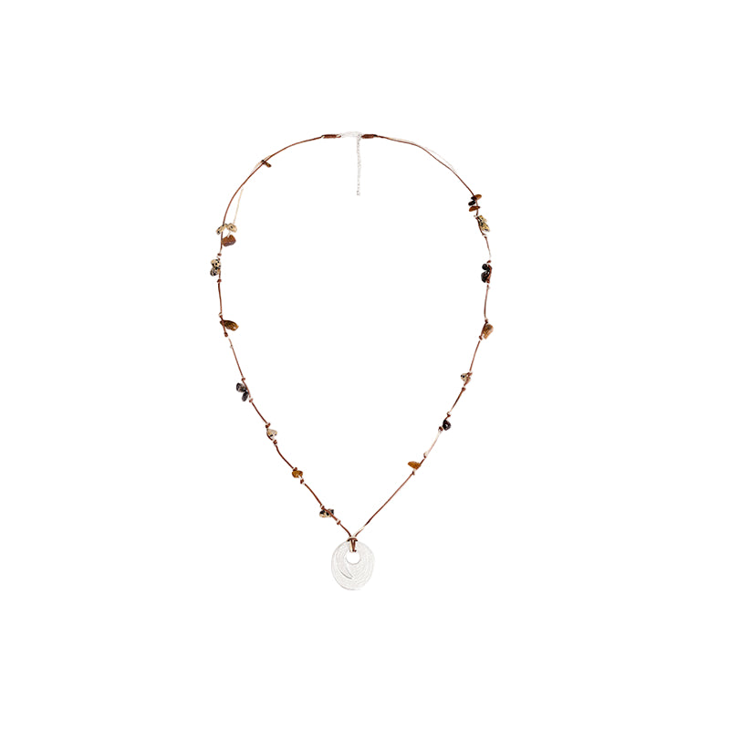 OINICIO Seed Annual Ring Natural Stone Cord Necklace