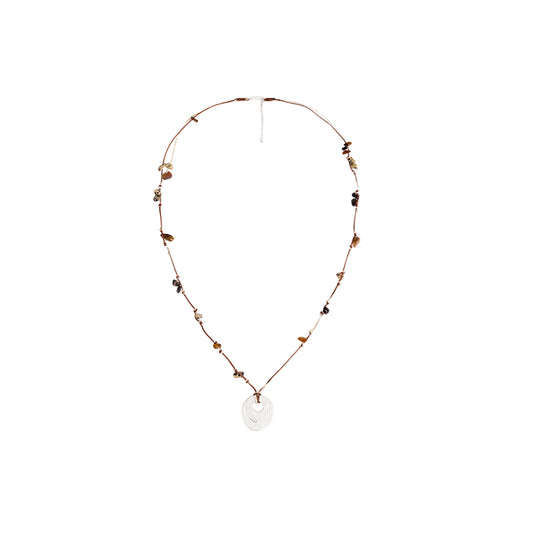 OINICIO Seed Annual Ring Natural Stone Cord Necklace
