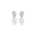 OINICIO Moonquake Blue Striped Agate and Baroque Pearl Tassel Earrings