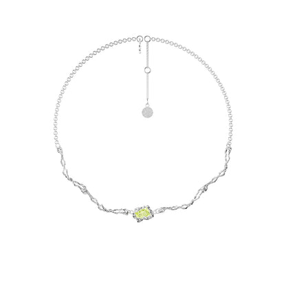 OINICIO Mumbling Yellow and Green Zircon Irregular Patchwork Necklace