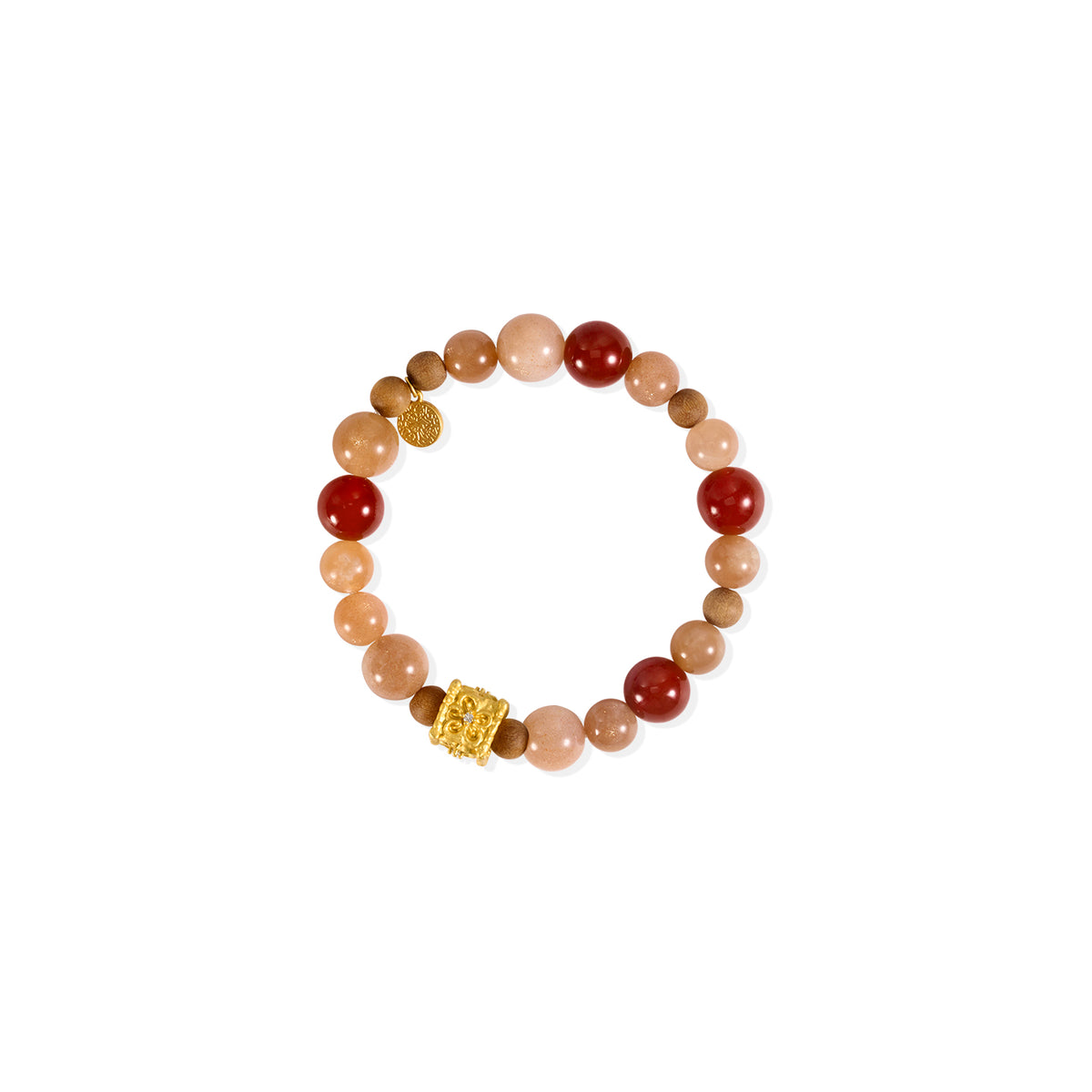 OINICIO VALURI Multi‑Stone Sandalwood Beaded Bracelet, Gold‑Tone