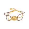 OINICIO VALURI Wave‑Medallion Cord Bracelet, Brown