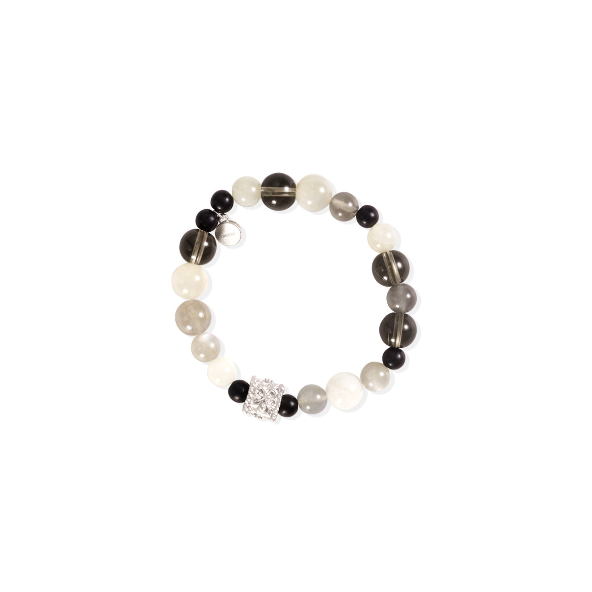 OINICIO VALURI Multi‑Stone Sandalwood Beaded Bracelet, Silver‑Tone