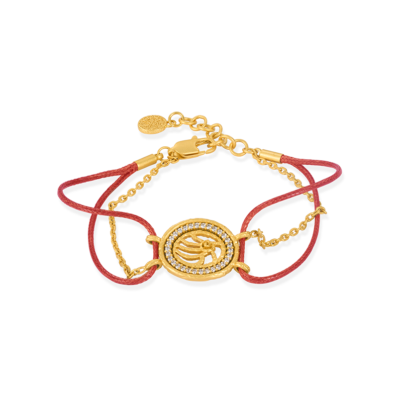 OINICIO VALURI Wave‑Medallion Cord Bracelet, Red