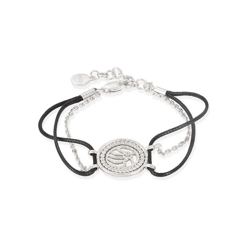 OINICIO VALURI Wave‑Medallion Cord Bracelet, Black