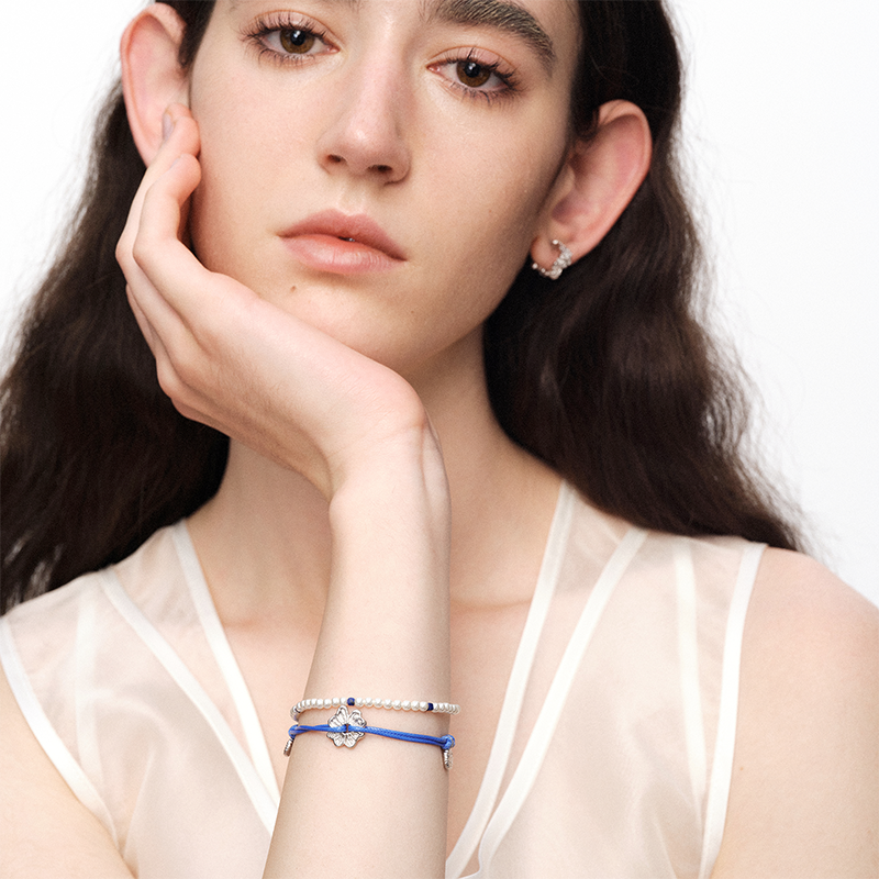 OINICIO NanKe Silver Floral Pearl Braided Bracelet