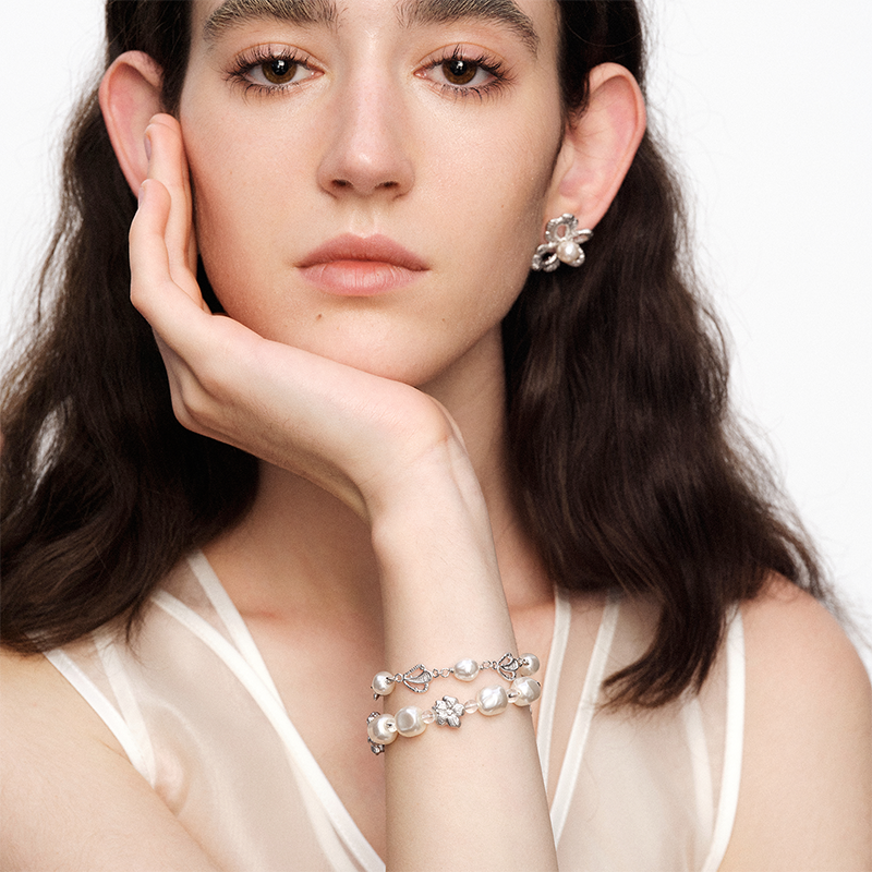 OINICIO NanKe Silver Wave Splice Pearl Bracelet