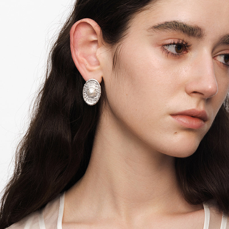 OINICIO NanKe Silver Lace Disc Earrings