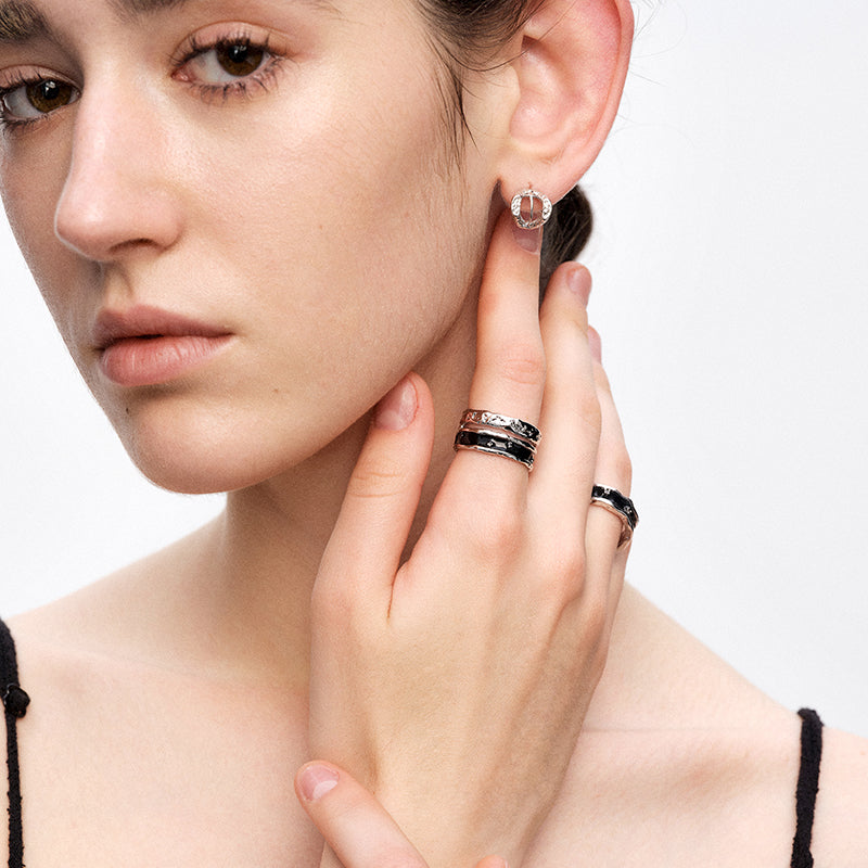 OINICIO Sediment Double-Layer Resin Ring with Liquid Effect 20#