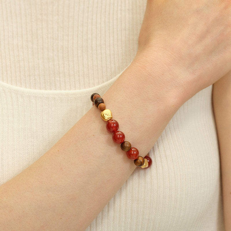 OINICIO Seed Santal Agate Sculpture Strand Bracelet