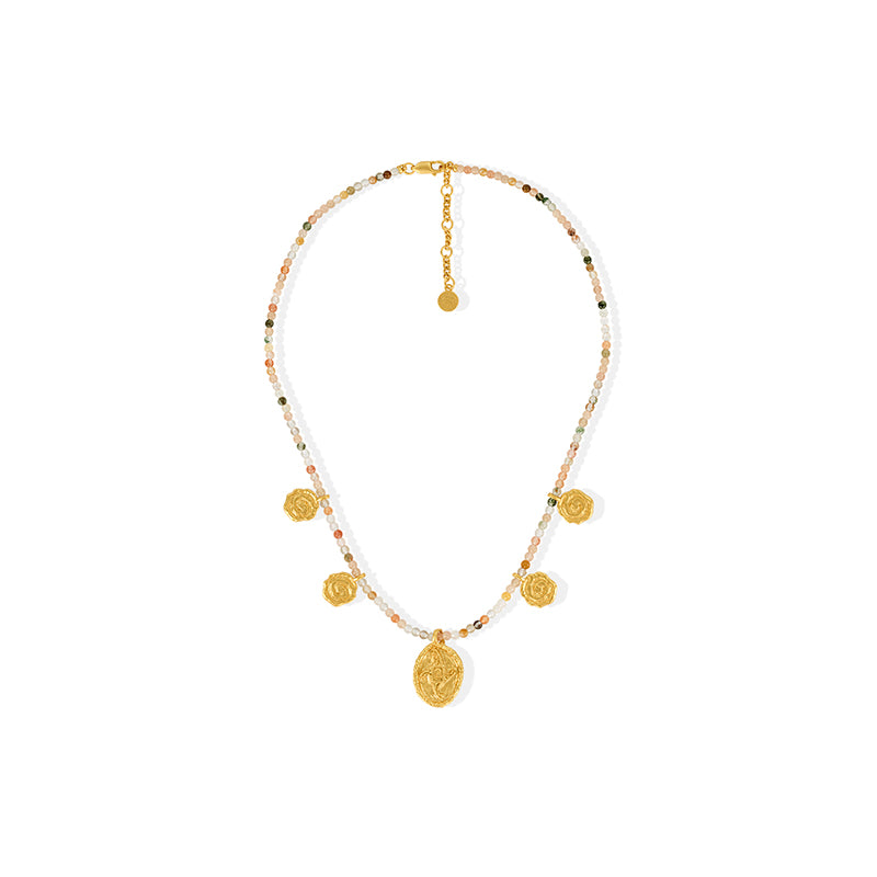 OINICIO VALURI Medallion Bead Necklace, Gold‑Tone
