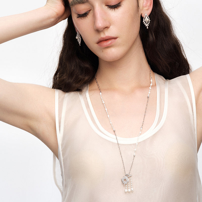 OINICIO NanKe Silver Fish Tail Pendant Link Necklace