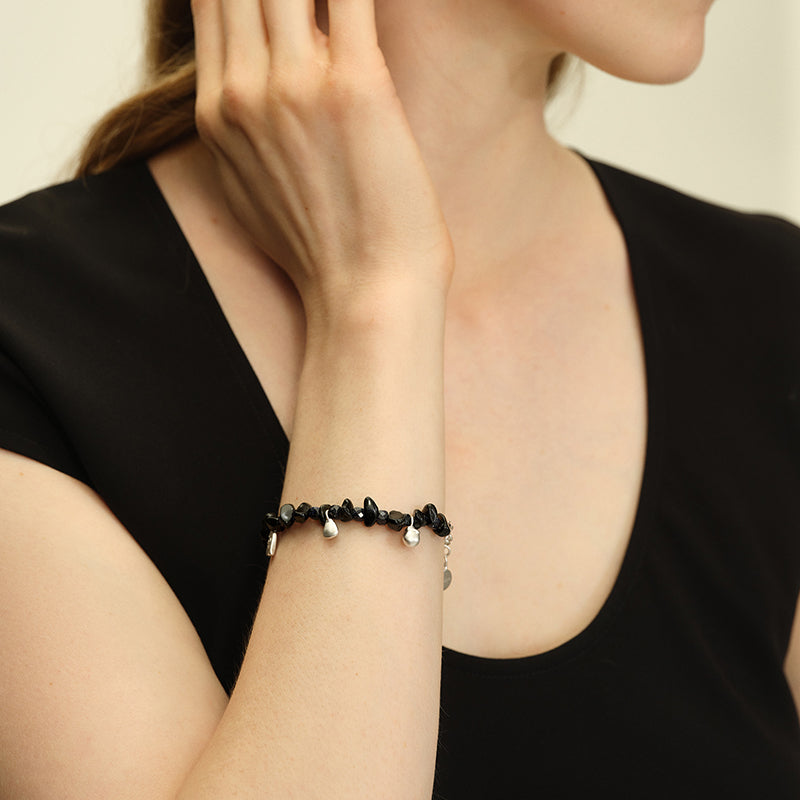 OINICIO Seed Maize Gemstone Beaded Black Bracelet