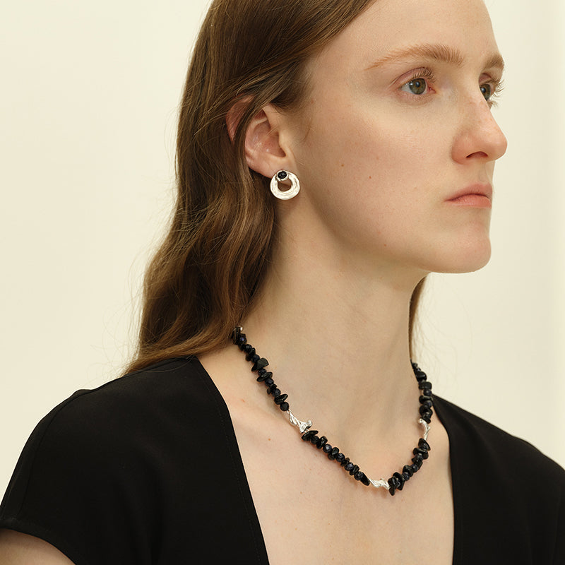 OINICIO Seed Detachable Gem Drop Hoop Earrings