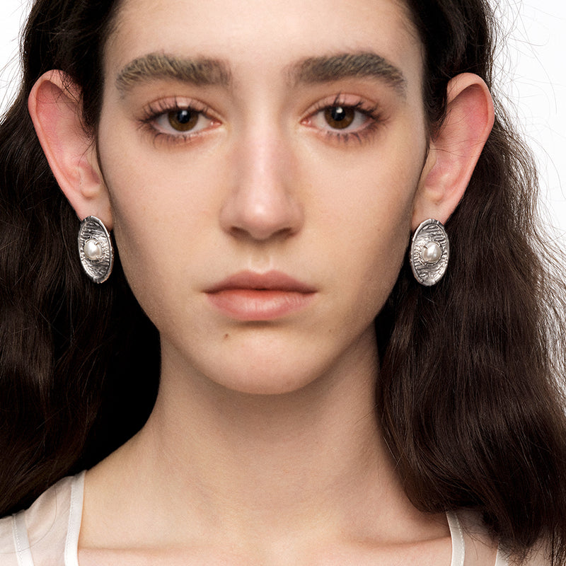 OINICIO NanKe Silver Lace Disc Earrings