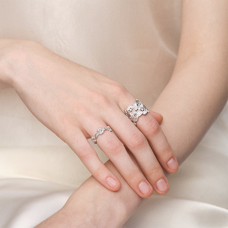 OINICIO NanKe Silver Lace Floral Ring 15#