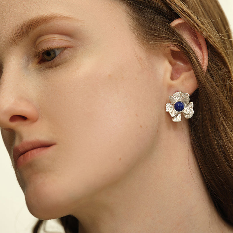 OINICIO Seed Pine Blossom Gem Silver Stud Earrings