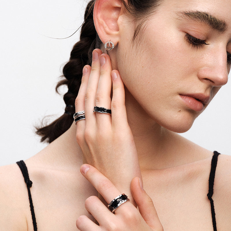 OINICIO Sediment Double-Layer Resin Ring with Liquid Effect 20#