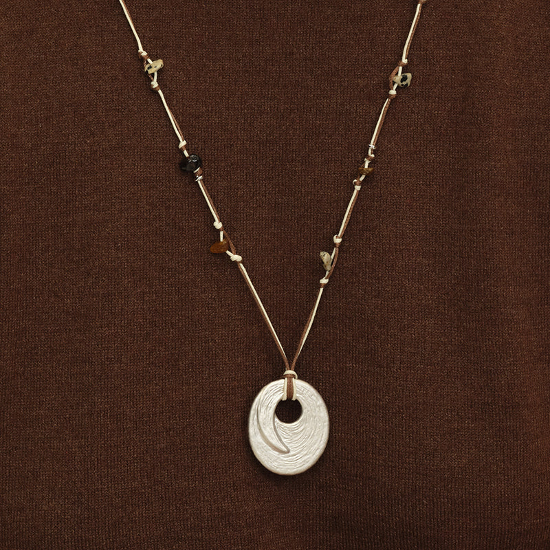 OINICIO Seed Annual Ring Natural Stone Cord Necklace