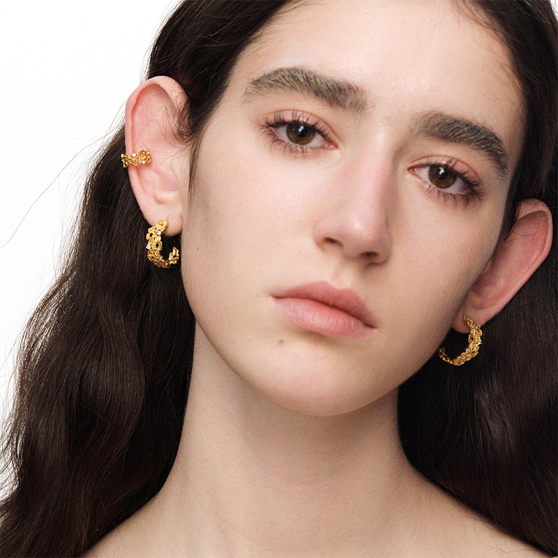 OINICIO NanKe Gold Lace Floral Stud Earrings
