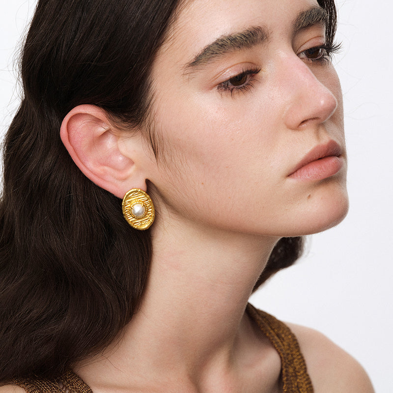 OINICIO NanKe Gold Lace Disc Earrings