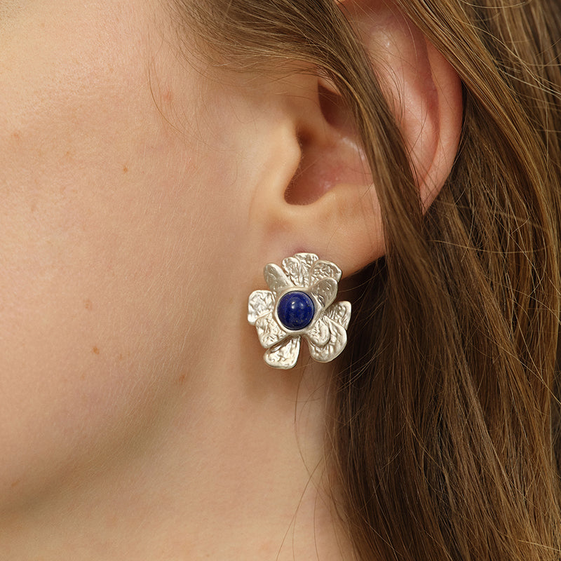 OINICIO Seed Pine Blossom Gem Silver Stud Earrings