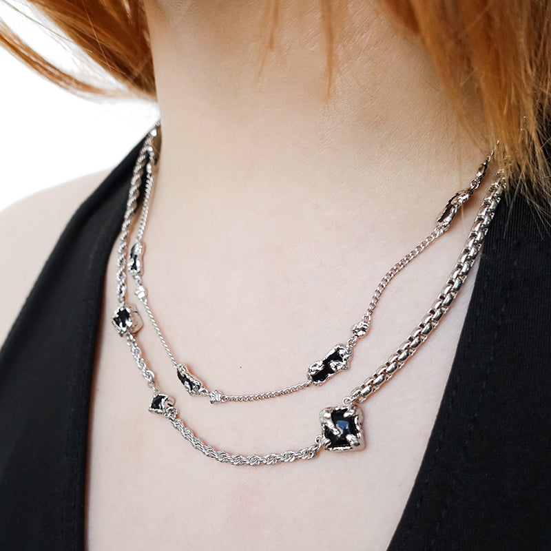 OINICIO Sediment Black Epoxy Resin Inlay Necklace