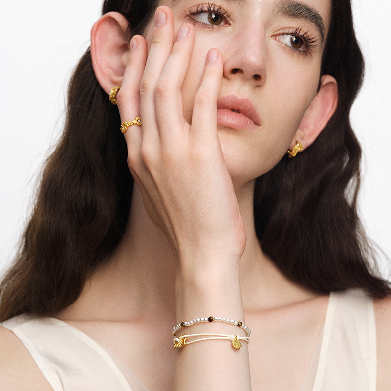 OINICIO NanKe Silver Floral Pearl Braided Bracelet
