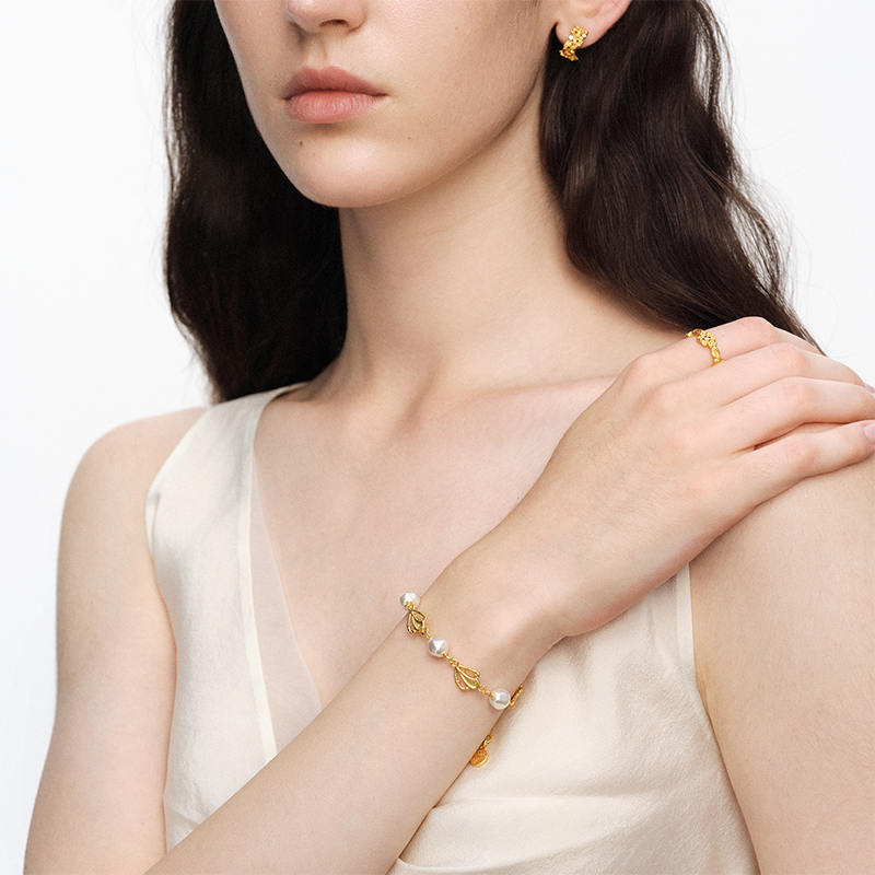 OINICIO NanKe Gold Wave Splice Pearl Bracelet