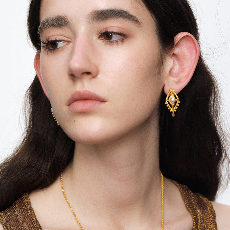 OINICIO NanKe Gold Lace Fish Tail Earrings