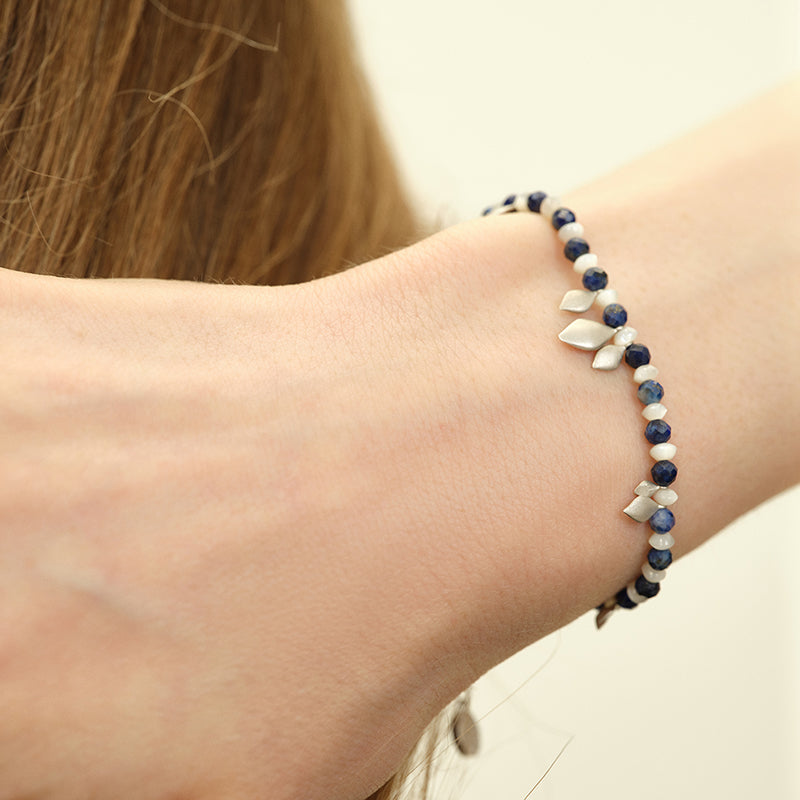 OINICIO Seed Leaf Blue Gemstone Beaded Bracelet