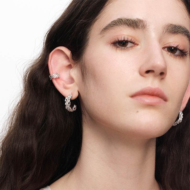 OINICIO NanKe Silver Lace Floral Stud Earrings