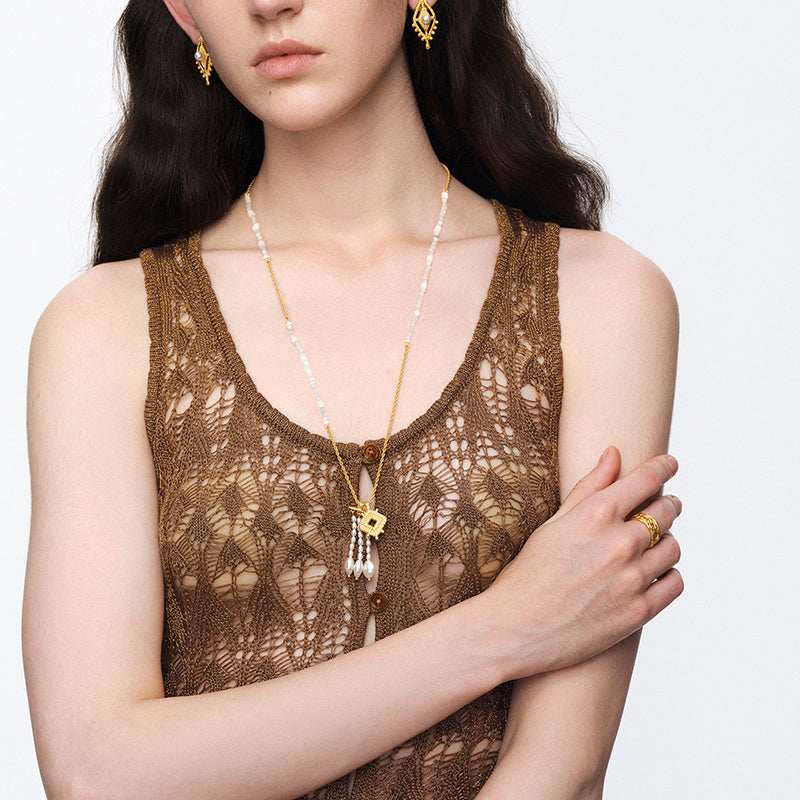 OINICIO NanKe Gold Fish Tail Pendant Link Necklace