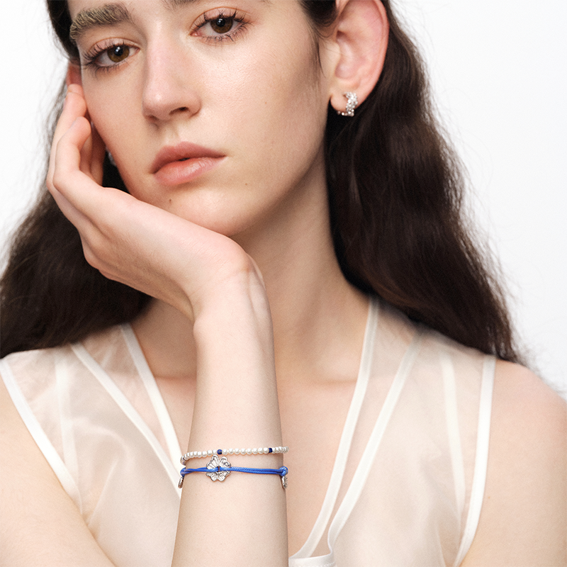 OINICIO NanKe Silver Floral Pearl Braided Bracelet