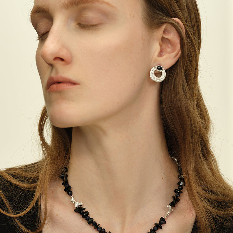 OINICIO Seed Detachable Gem Drop Hoop Earrings