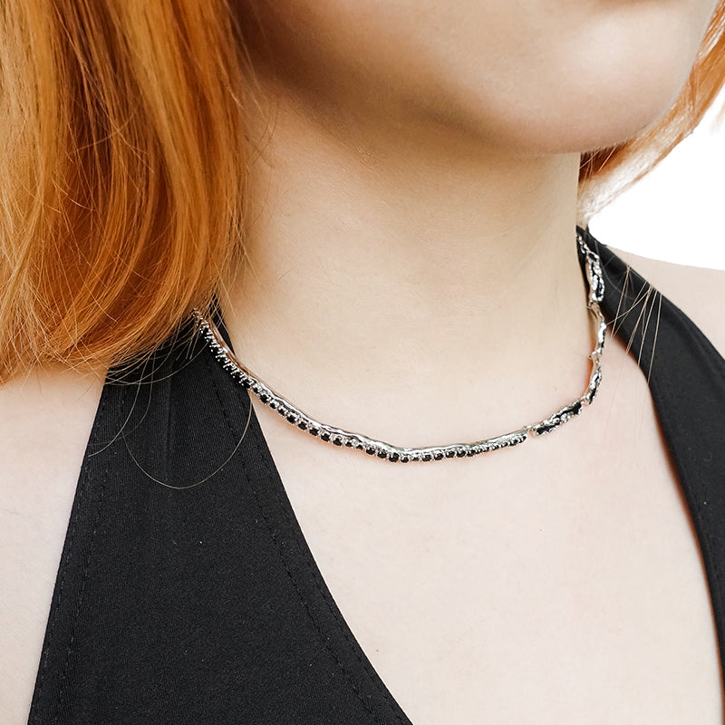 OINICIO Sediment Black Epoxy Resin Inlay Choker