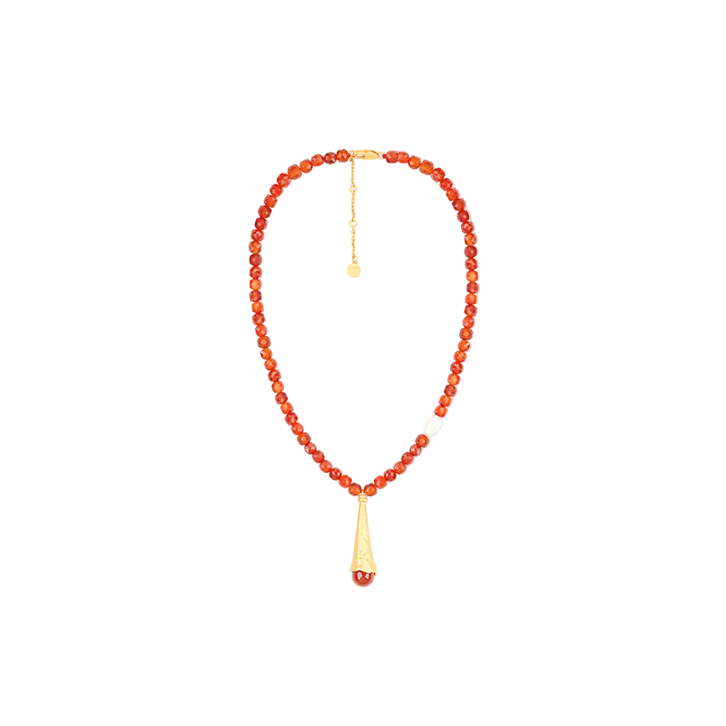 OINICIO Seed Dewdrop Red Gemstone Beaded Necklace