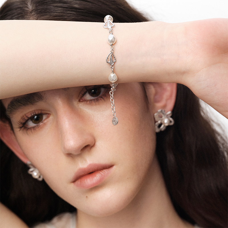 OINICIO NanKe Silver Wave Splice Pearl Bracelet