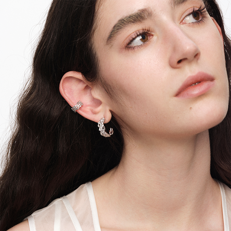 OINICIO NanKe Silver Lace Floral Stud Earrings