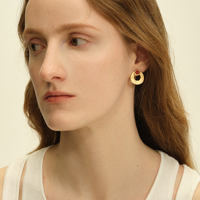 OINICIO Seed Detachable Gem Drop Hoop Earrings