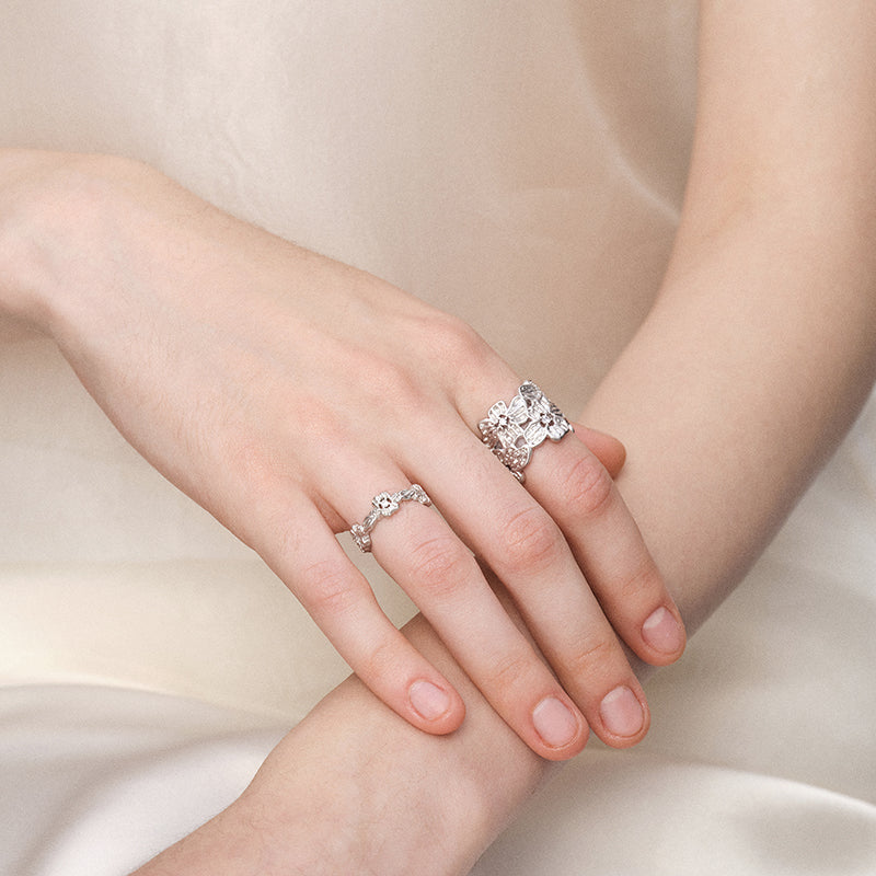 OINICIO NanKe Silver Lace Blossom Ring 15#